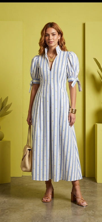 The Riviera Stripe Midi Dress