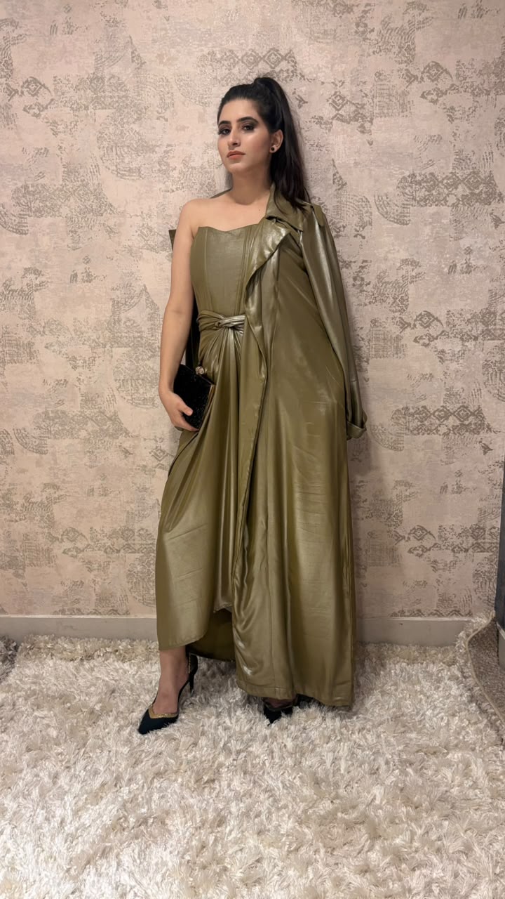 Olive Glamour Trench Set
